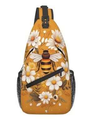 Bee Floral Crossbody Sling Bag - Mustard Yellow